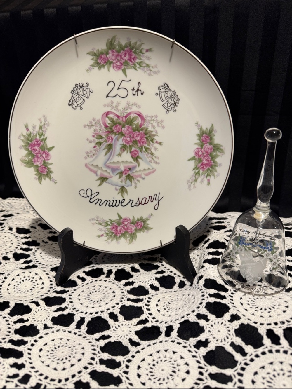 FOR ONE PRICE! 2️⃣ 25th Wedding Anniversary GIFTS A Bell and Anniversary Plate